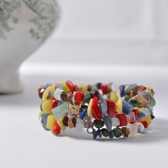 Multicolored Gemstone Wrapped Bracelet - Picture 2 of 3